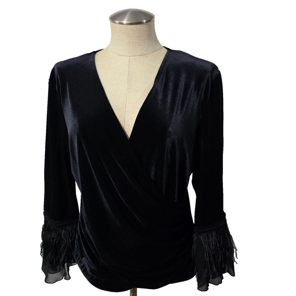 Cachet Black Soft Velvet  Top 3/4 Sleeve M?